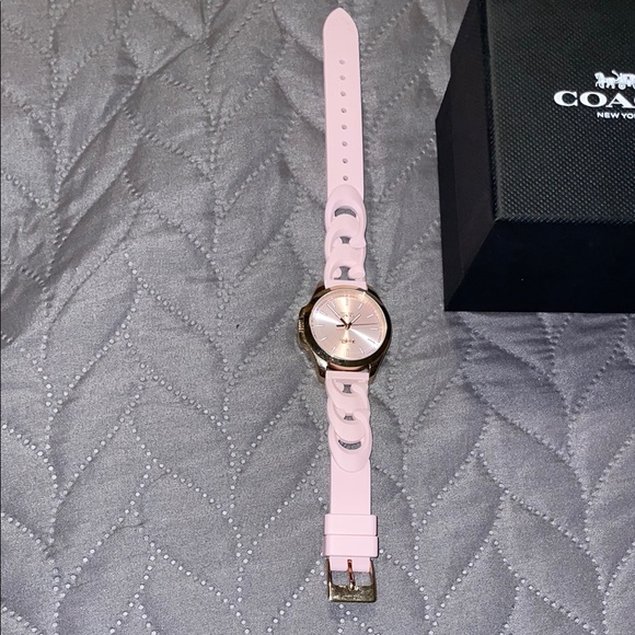 Coach Pink Leather Strap Watch - Picture 2 of 6